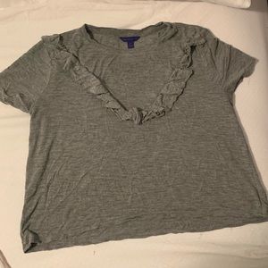 Gray Aeropostale 3/4 Cropped T-Shirt with Ruffle
